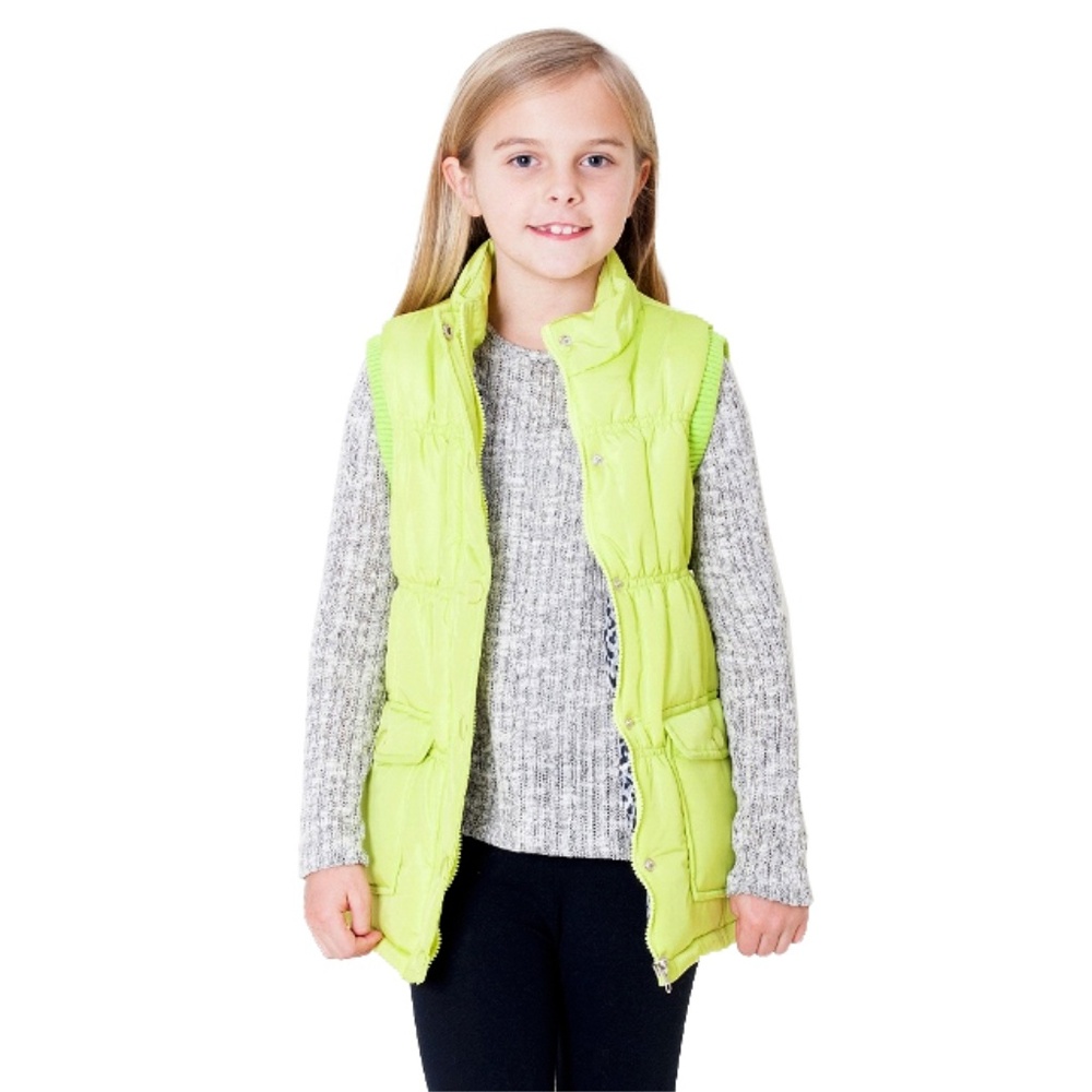 Girls Lime Button Up Neon Vest